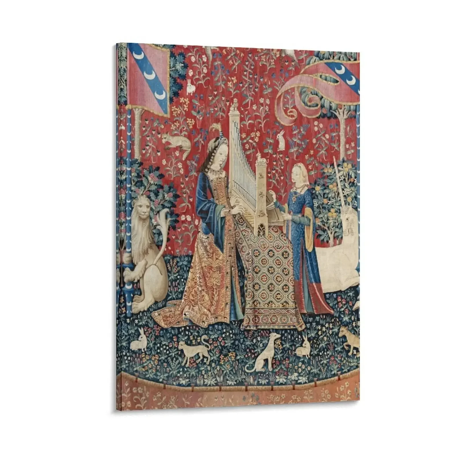 

The Lady and the Unicorn hearing tapestry : La Dame à la licorne L'Oue: La Dame a licorne Canvas Painting