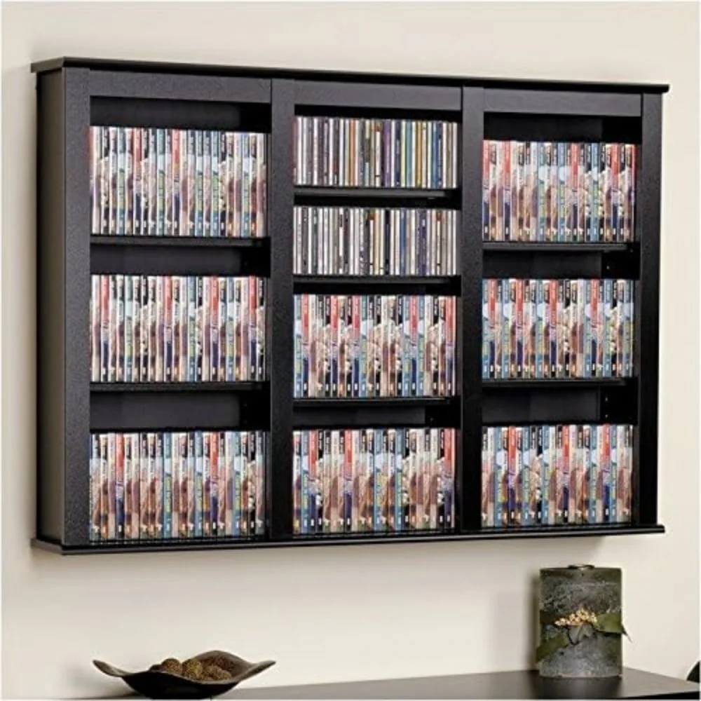 Cherry Black laminate finish，Triple Floating Media Wall Storage，Easy to mount system，This product is perfect for your home