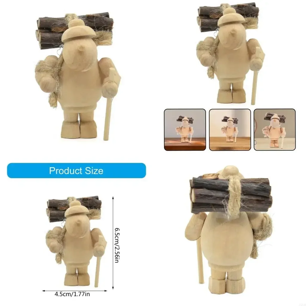 

1:12 Scale Miniature Garden Ornaments,DIY Mini Woodcutter Carrying Firewood Scene Dollhouses Decorations Accessories 15UB