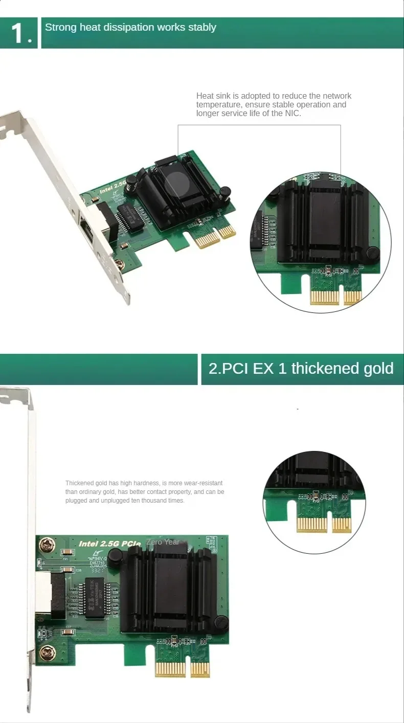 Intel I225 Chips 100/1000M/2500M RJ45 Network adapter PCIe PCI Express Gigabit Etherent Network Lan Card