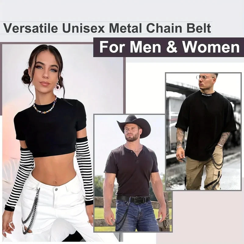 Punk Waist Chain Wallet Chain for Men Women Long Pocket Keychain with Lobster Clasps for Keys Jeans Pants Belt