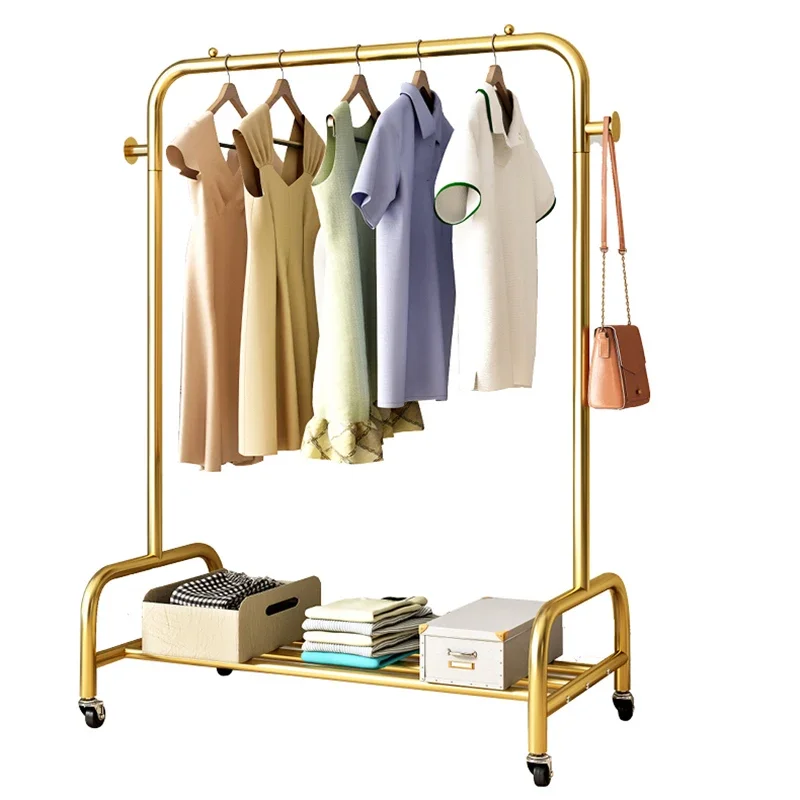 Drying Wheels Rack Clothes Metal Boutique Gold Floor Clothes Rack Minimalist Aesthetic Rack Para Ropa Furniture Living Room