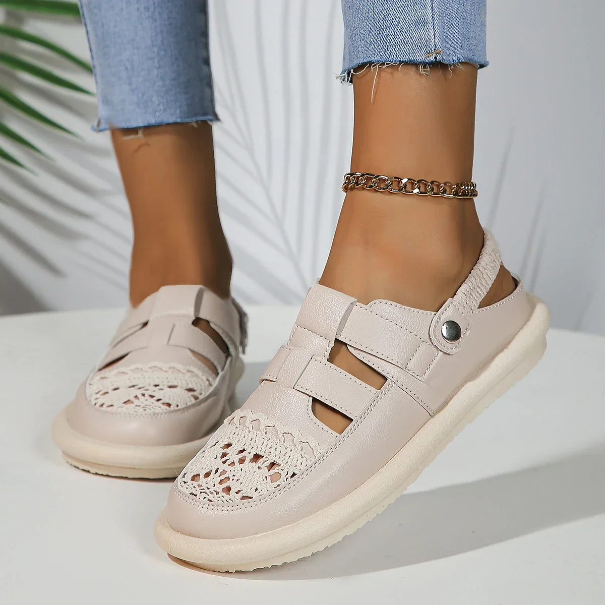 Women Sandals 2024 New Summer Flat Shoes Genuine Leather Breathable Casual Sandals Sexy Beach Women Sandals Sandalias De Mujer