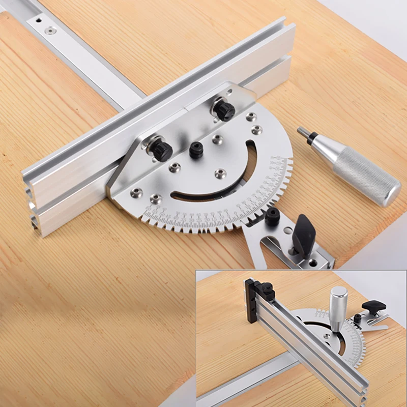 1Set Miter Gauge with Fence&stopper For Table Saw Router Miter Gauge Sawing Assembly Ruler Woodworking Tools