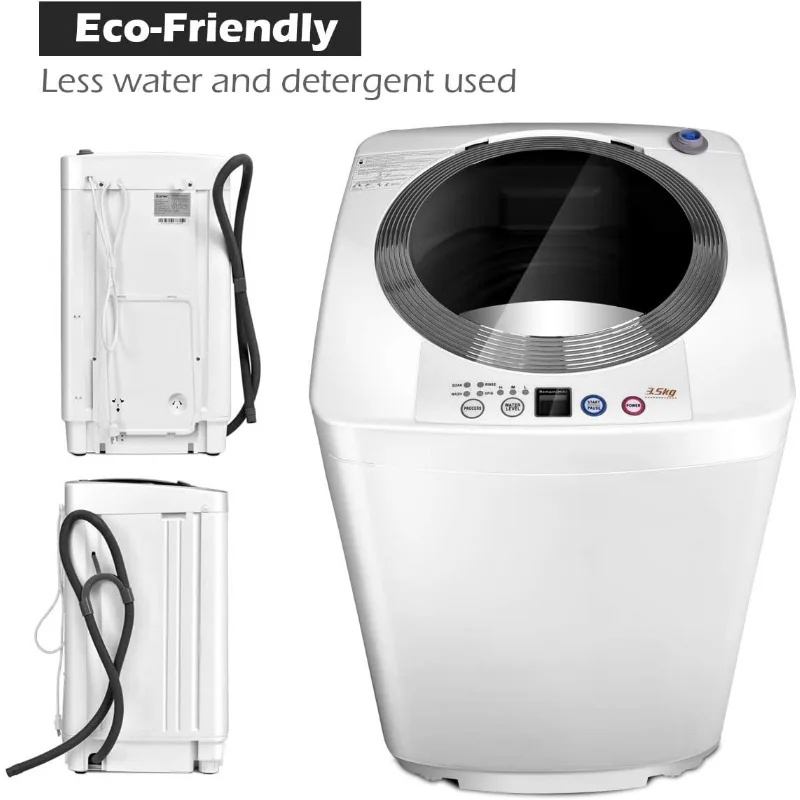 Giantex Portable Washing Machine, Full Automatic Washer and Dryer Combo, with Built-in Pump Drain 8 LBS  for Apartment RV Dorm