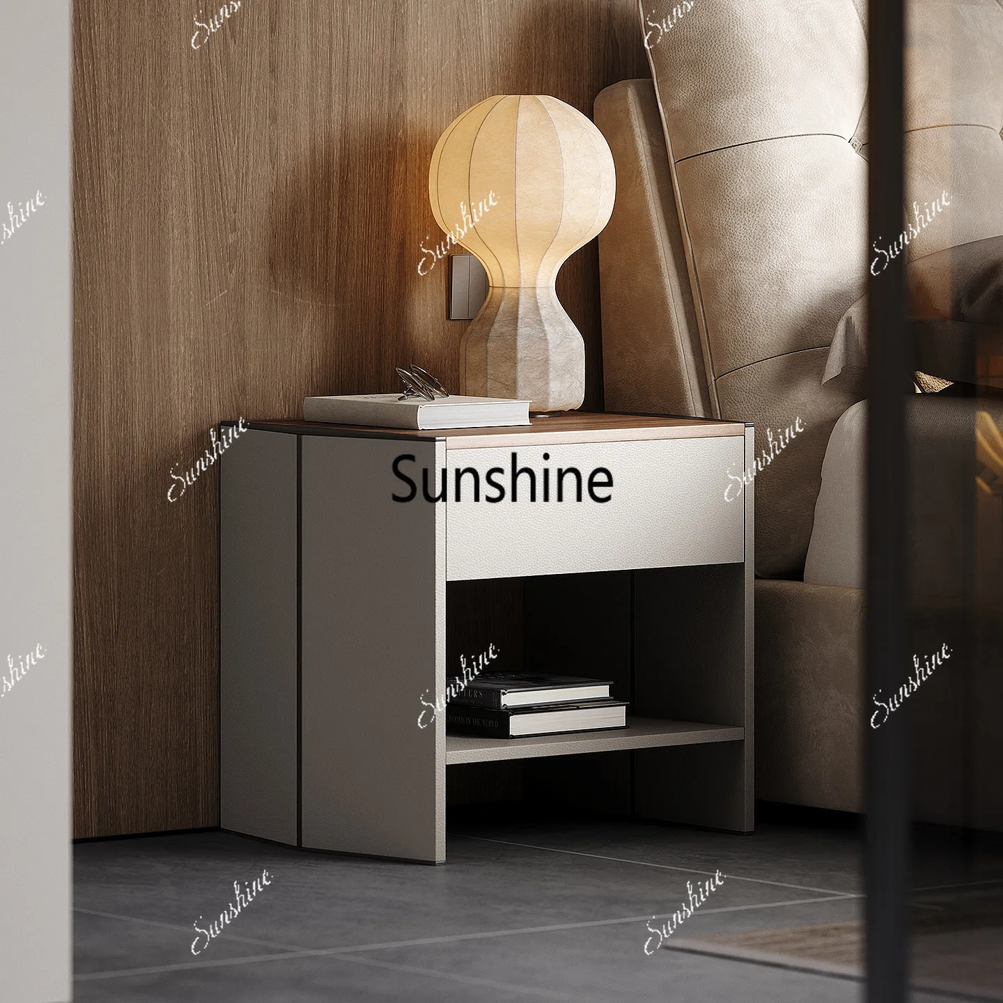 Italian minimalist bedside table large flat modern bedroom locker