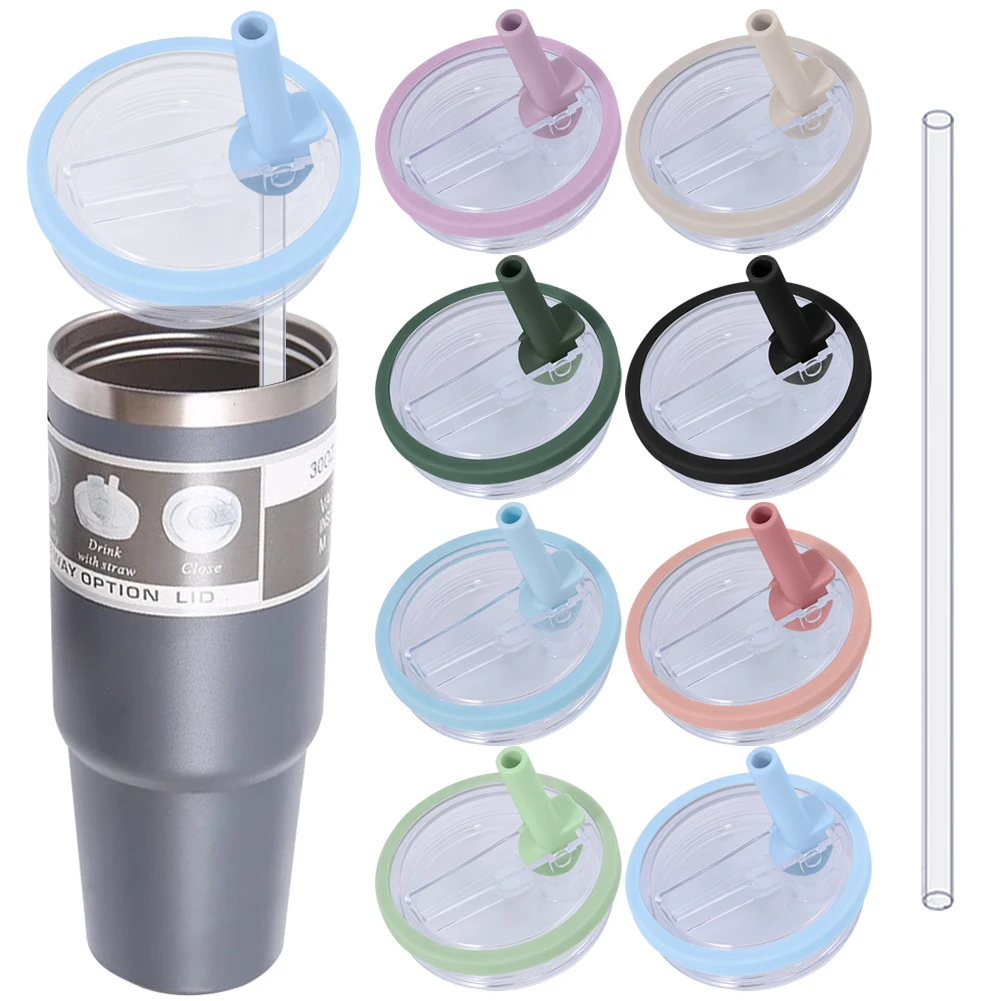 30oz 40oz Tumbler Flip Straw Lid Replacement Fit for Stanley Cup Reusable Tumbler Cover Leak Proof Splash Resistant Tumbler Lids