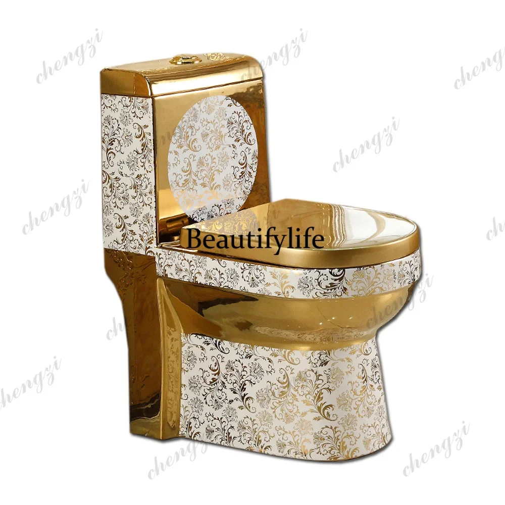 A17  Ceramic Electroplating Toilet, Gold Siphonic Flushing WC, Luxury Sanitary Ware for Modern Bathroom