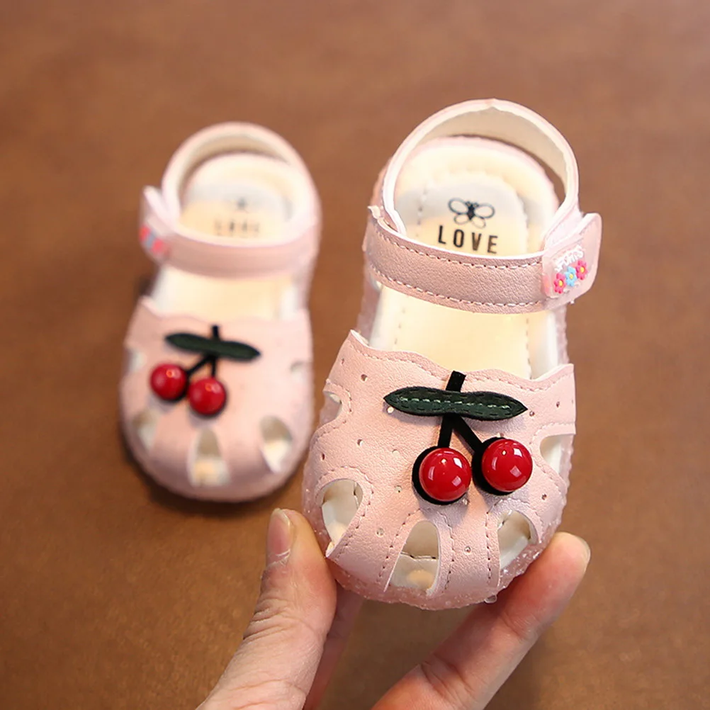

1Pair Cherry Sandals for Kids Summer Sandals Breathable Cute Bottom Shoes with Lovely Cherry Pattern Comfortable Soft Sole