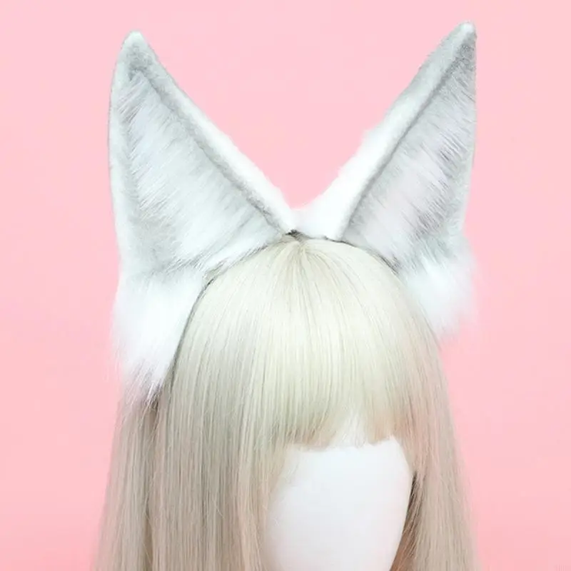 

39BC Trendy Plush Foxes Ear Headband Headpieces for Cosplay Event and Casual Fashion