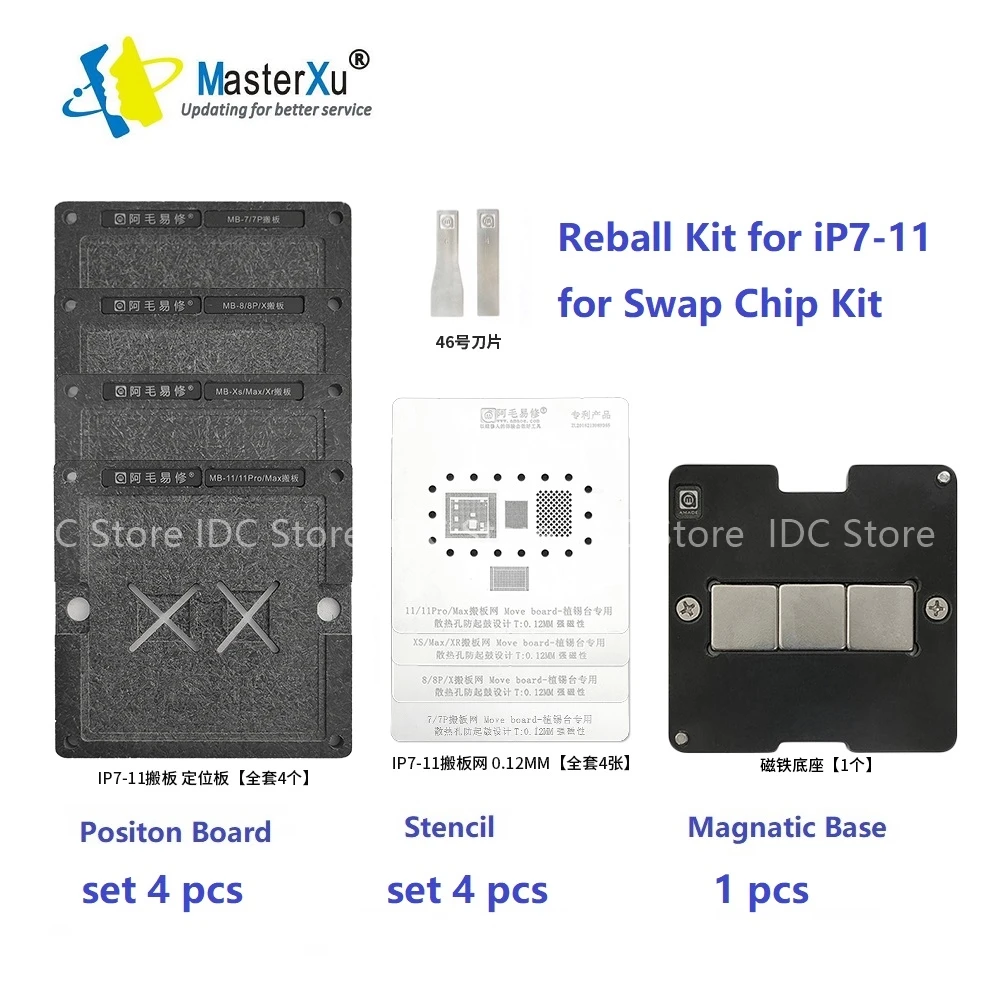 

Amaoe MB Swap CNC Board BGA Reballing Stencil Kit For iPhone 7 7P 8 8P X XS 11 Pro Max Motherboard CPU Nand Baseband EEPROM