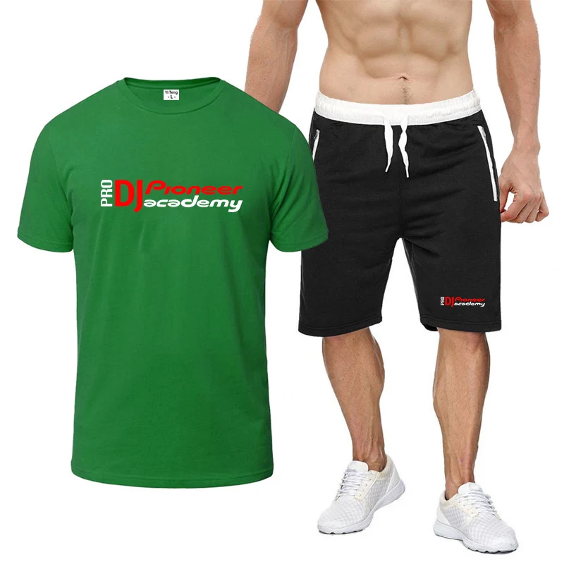 DJ Pioneer PRO Print 2025, nuevo conjunto de manga corta de nueve colores para hombre, camiseta de verano, pantalones deportivos, traje fino transpirable