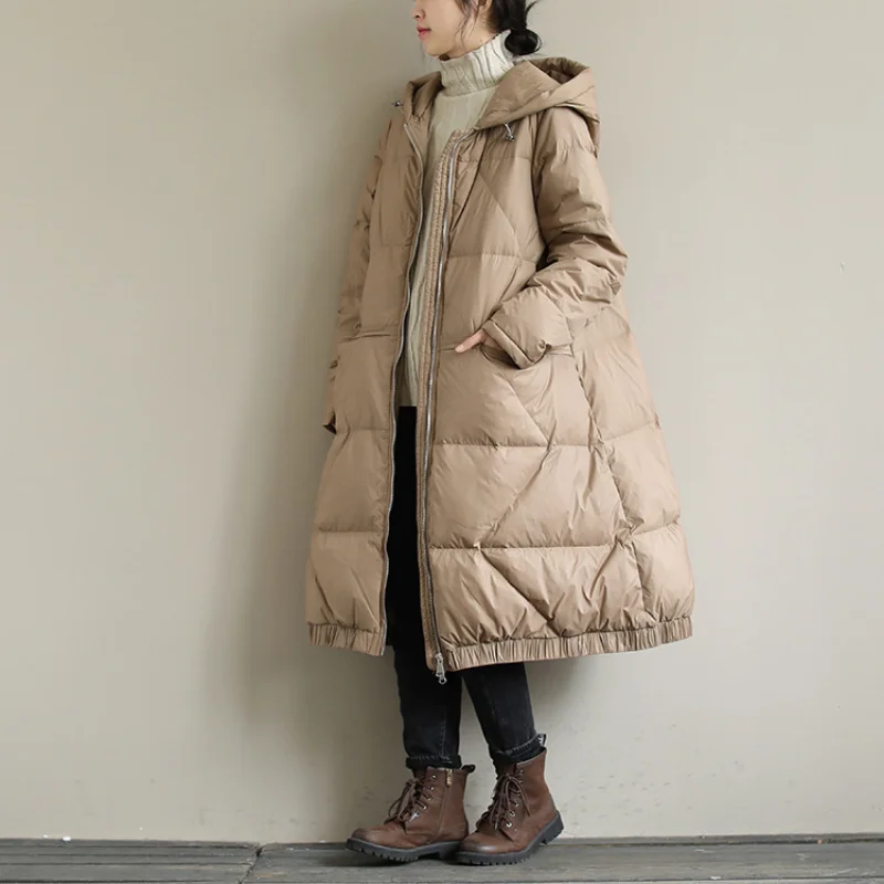 Veste matelassée à capuche pour femmes, manteaux longs en duvet, coupe-vent, épaissi, chaud, parka, simple, décontracté, solide, neige, hiver, nouveau