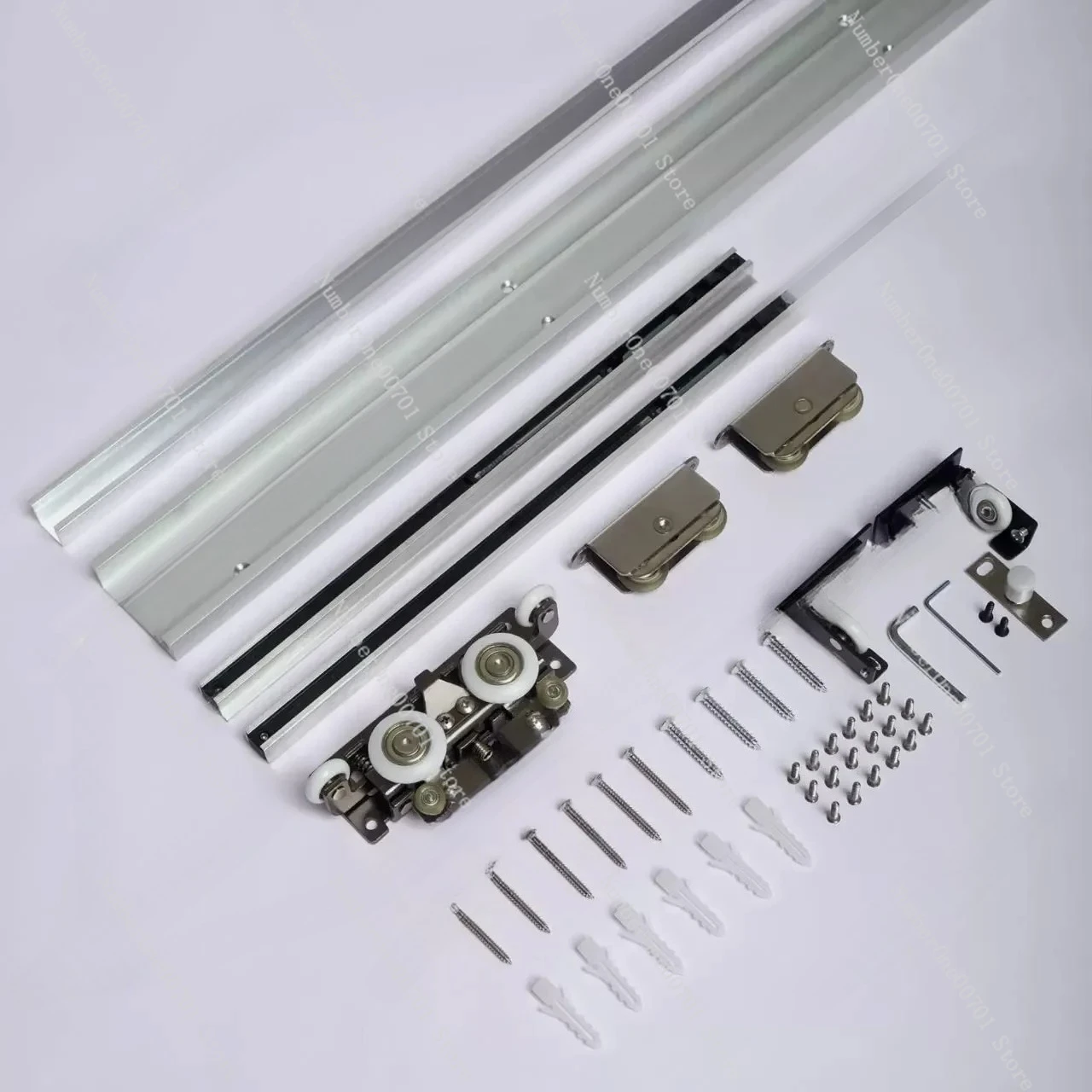 Hardware Trackless Ghost Door Hardware Kitchen Bedroom Sliding Invisible Two-way Buffer Sliding Door Rail Slide Accessories