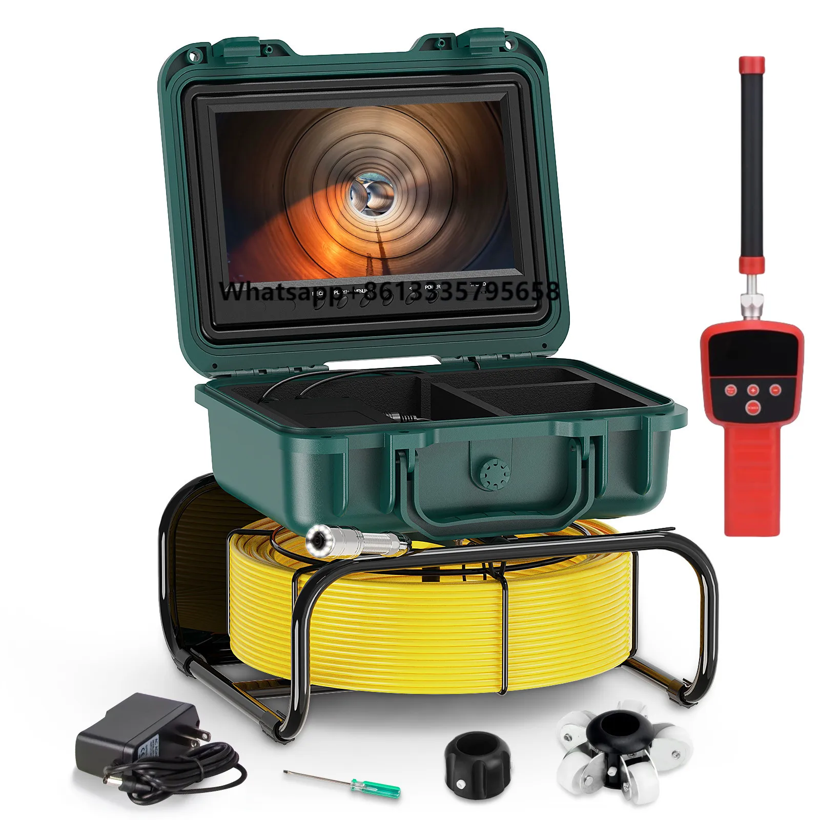 

50M Cable Sewer with 512Hz Locator Self-Leveling 512HZ Transmitter Waterproof IP68, 16GB SD Card Pipe Inspection