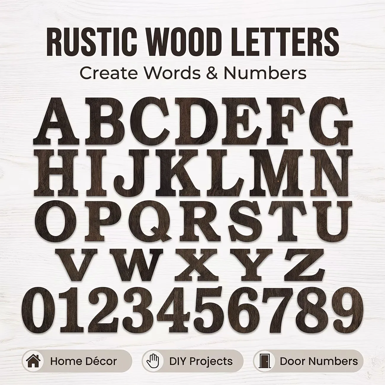 1 Piece Wooden Alphanumeric Wall Sticker, Door Number, Room Number, Decorative Wall Sticker with Adhesive Backing
