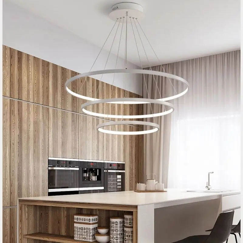 KOMORE Modern Tiered LED Ceiling Hanging Pendant Light Ceiling Lighting for Kitchen Dinning Table Hallway Entryway