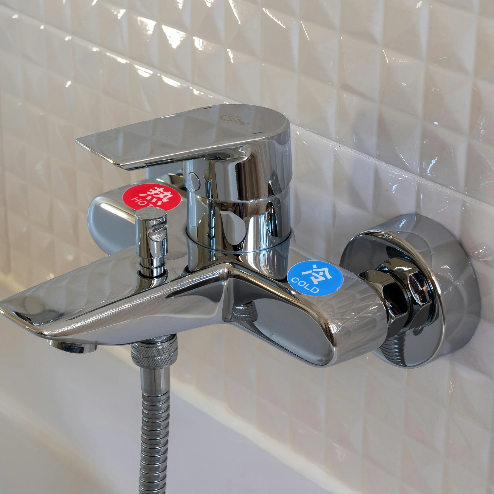 

10pcs Hot Cold Water Indicator Sticker 5 Pairs Acrylic Faucet Label For Shower Bathroom Temperature Identification Durable