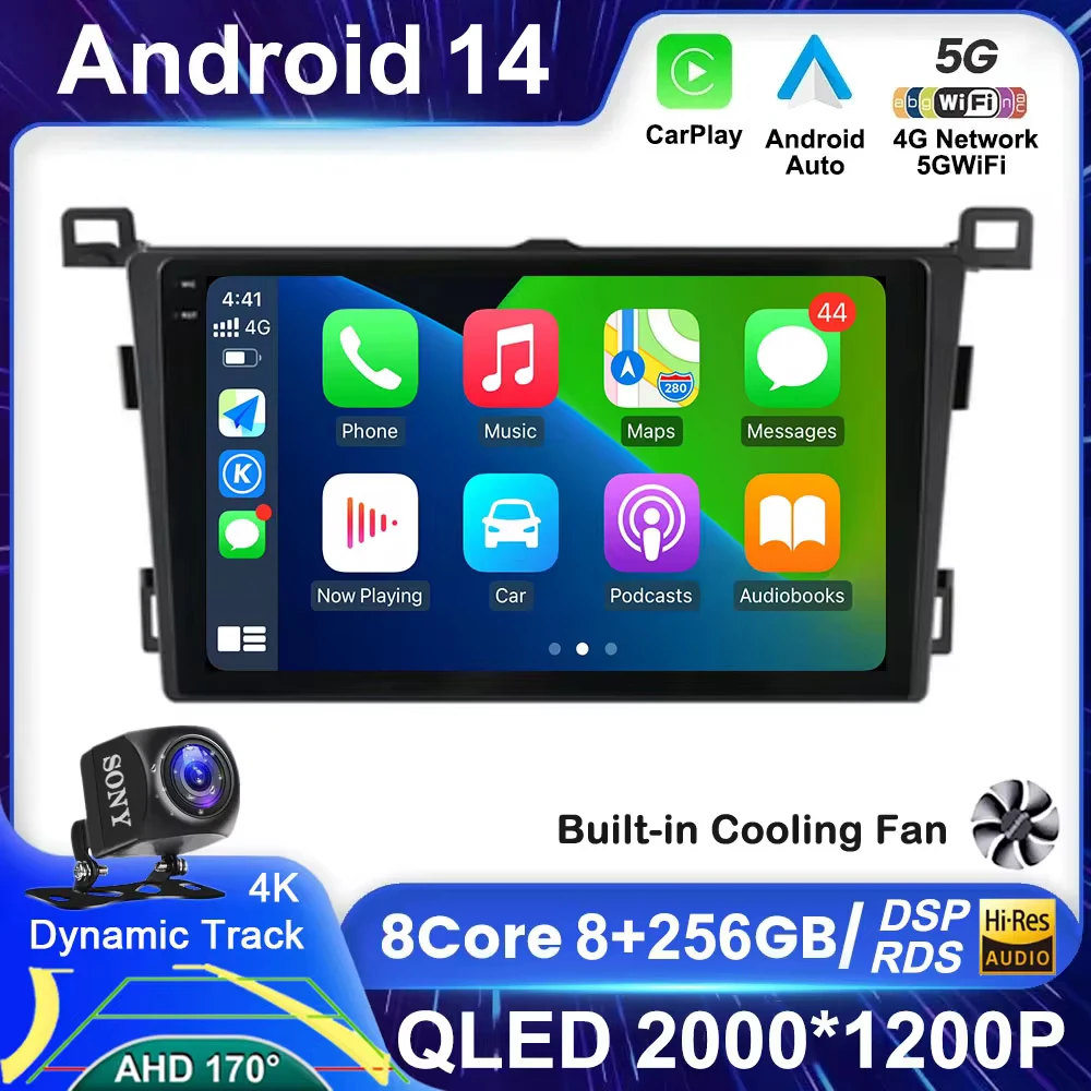 

Android 14 Auto Carplay For Toyota RAV4 Rav 4 2013 2014 2015 2016 2017 2018 2019 Car Radio Multimedia Player GPS Navi 360 Camera