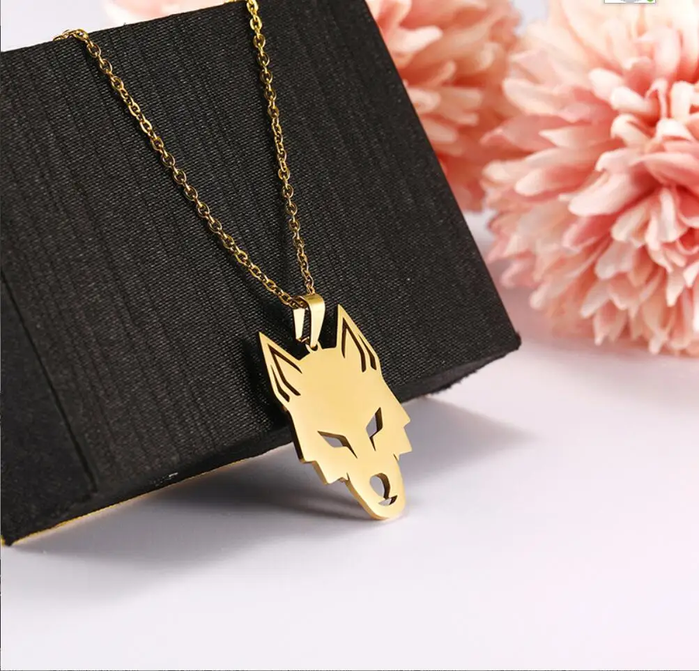 

1Pc Wolf Necklace for Men Stainless Steel Jewelry Necklaces Women Animal Pendant Fox Bear Dog Box Chain Punk Jewelry F0995