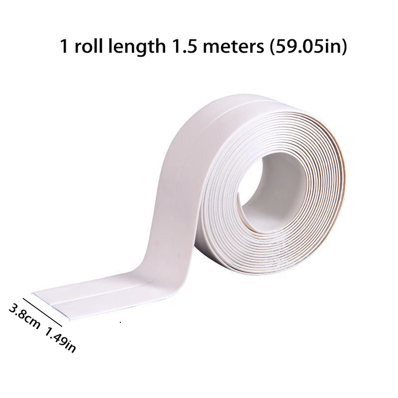 1roll of moisture-proof toilet caulking strips, kitchen and bathroom self-adhesive sealing tape, bathroom tape to avoid moistu