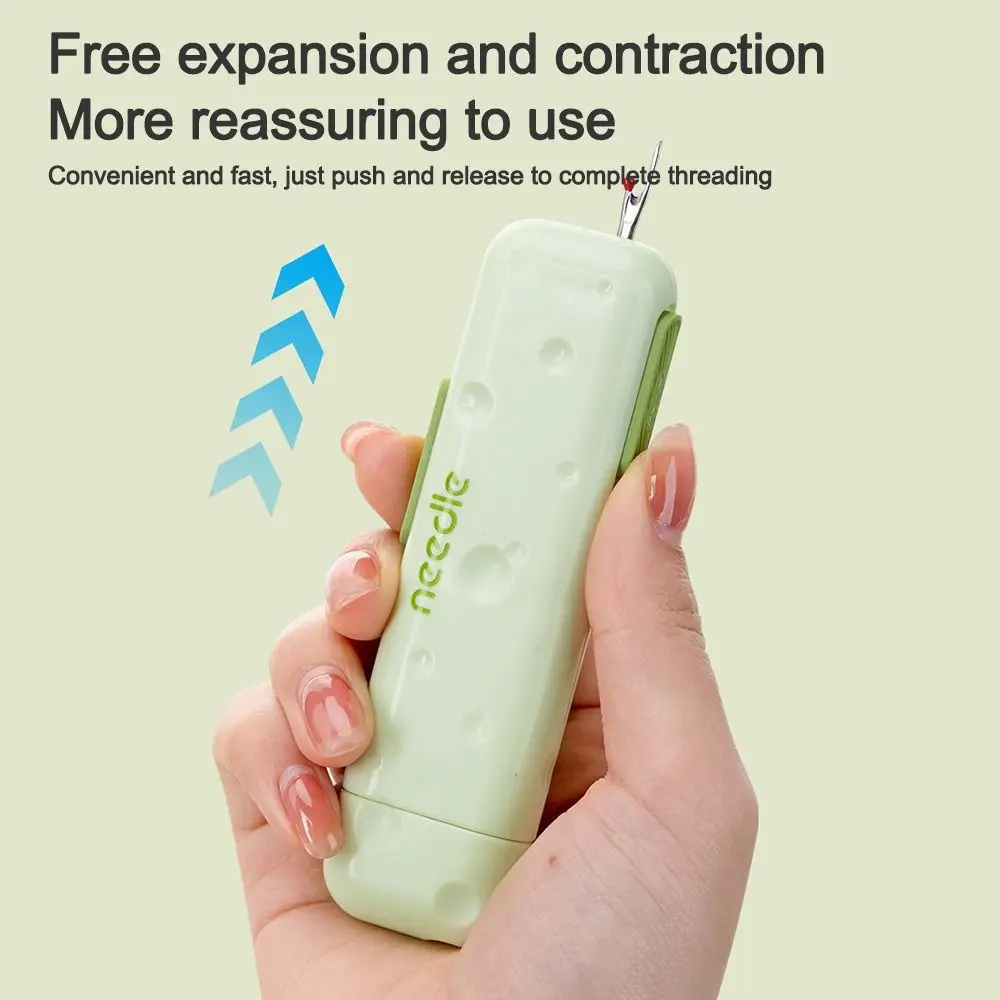 Multifunctional 3in1 Plug-in Needle Threader Stretchable Needlework Remover Needle Threading Tool Double Head Stitch Unpicker