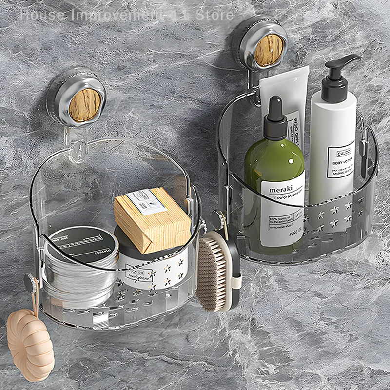 

Multi-functional Perforation-free Suction Cup Bathroom Storage Shelf Rack For Toiletries And Kitchen Supplies