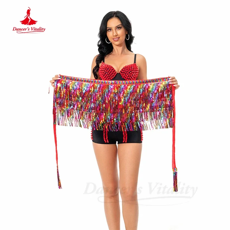 Cinturón de ropa de práctica de danza del vientre para mujer, accesorios de danza del vientre, bufanda de cadera, cadena de cintura de baile de club nocturno DJ