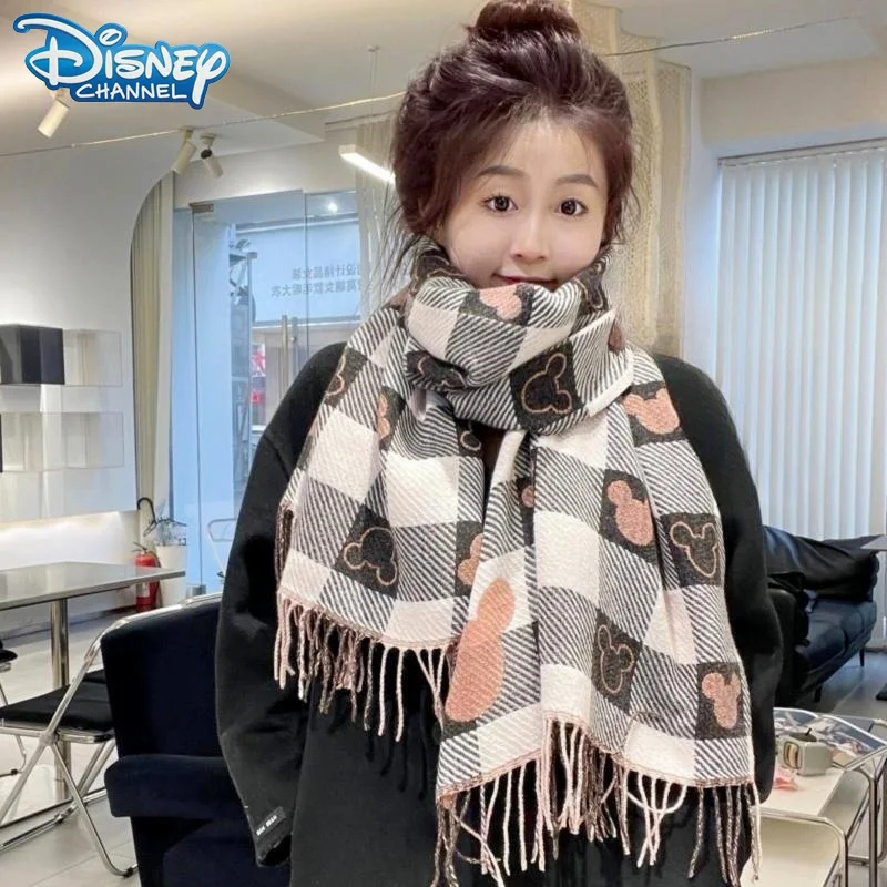 

Disney Mickey Women's Scarf Children's Cartoon Mickey Figure Cashmere Scarf Fashion Girls Winter Warm Soft Scarf Holiday Gifts