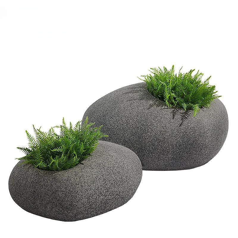 Simulation Pebbles Floor Planters,Patio Living Room Flower Pot Arrangement ,Simple Succulent Creative Personality Resin Planter