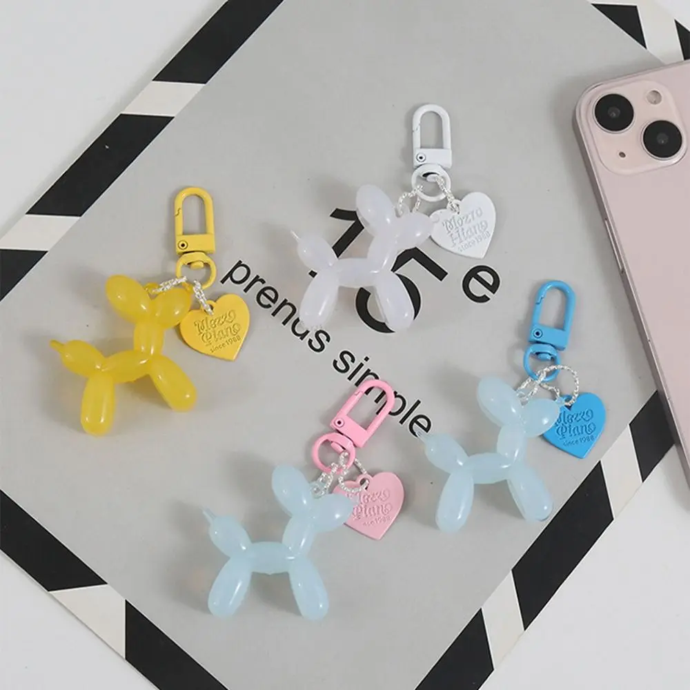 Cute Jelly Dog Key Chain Colorful Flower Heart Cartoon Key Ring Car Bag Pendant Gift