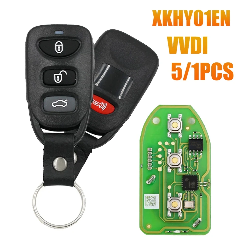 5PCS 4 Buttons Xhorse XKHY01EN Wire Universal Remote Key for Hyundai 3+1 Buttons English Version VVDI Key Tool