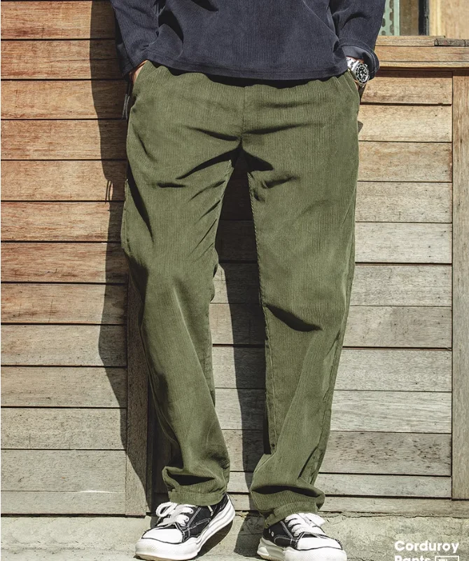 

American Men's Corduroy Autumn Straight Leg Wide Leg Casual Pants