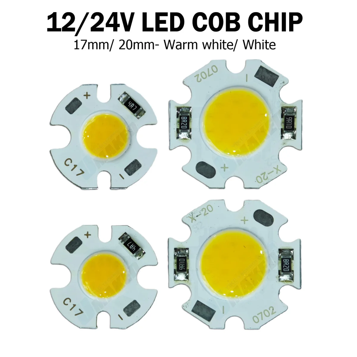 10pcs 3W 5W 12V 24V LED COB Beads 17mm 20mm Led Chip Diodes, Driverless Surface Light for Led Bulb Spotlight Street Lamp