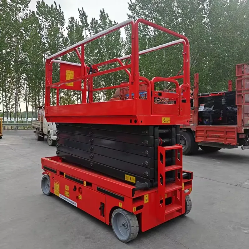 Smooth Lifting Mobile Electric Scissor Lift Battery Powered Hydraulic Wheeled Cart Workshop Equipment Installation Trolley