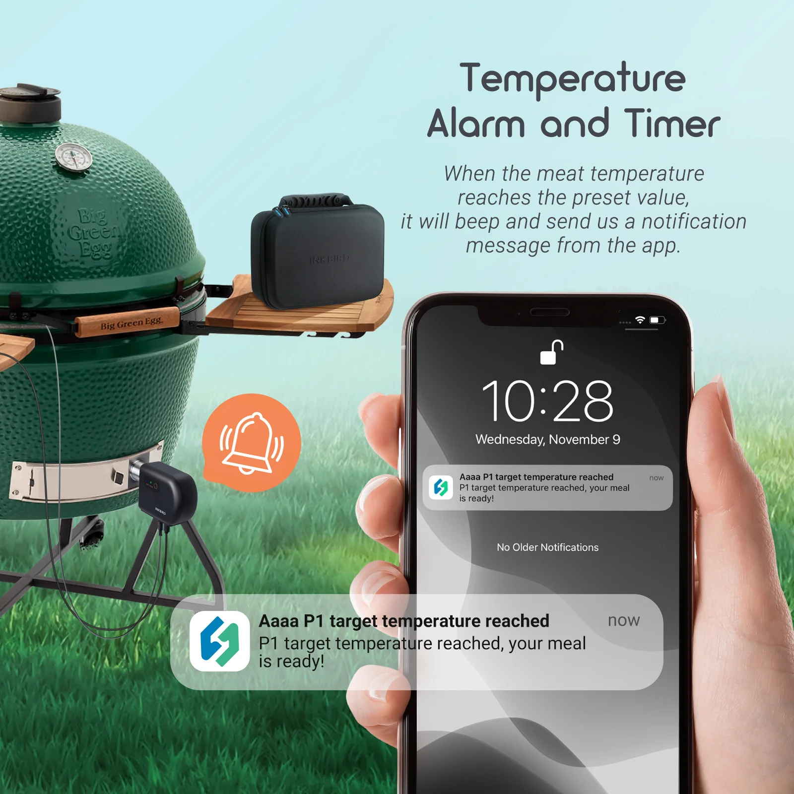 INKBIRD ISC-027BW BBQ Temperature pattern Controller Automatic Smoker Fan Wi-Fi Bluetooth with 4 Probes for Big Green Egg