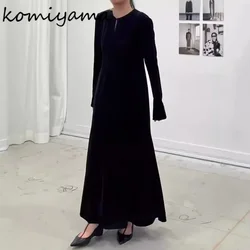 Velvet Dot Vestidos Mujer O-neck Long Sleeve Dresses Japan Fashion Ins Dress Temperament Vestido Women 2024 Autumn Robes