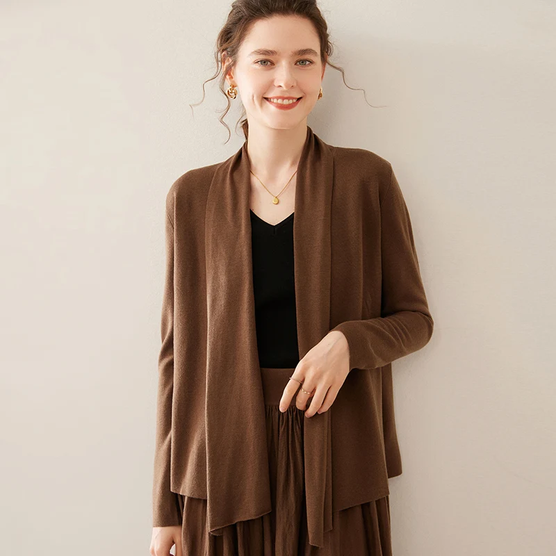 Spring 2025 New Cashmere Cardigan Women's Silk Knitted Coat High-quality Women's Clothes Loose Knit Cardigan New Style