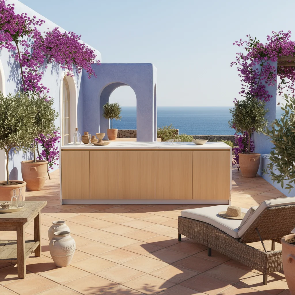 2026 Durable Weatherproof Rust-Proof Aluminum Outdoor Kitchen Island Modular Design with Sink Faucet for Patio Terrace Backyard