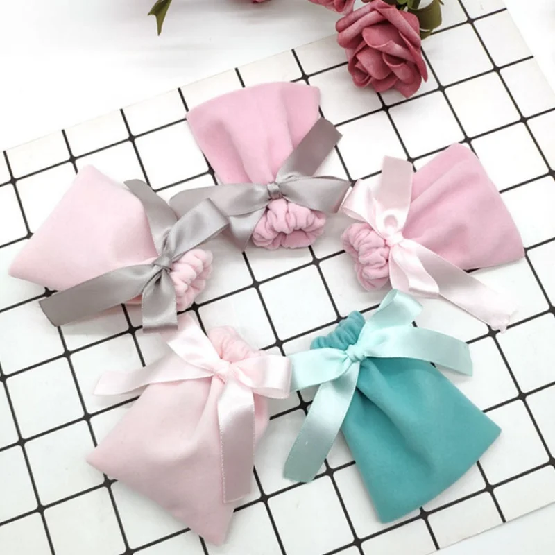 custom.Fantastic Style Custom Silk Screen Printing Envelope Flap Jewelry Suede Pouch with Bow-knot