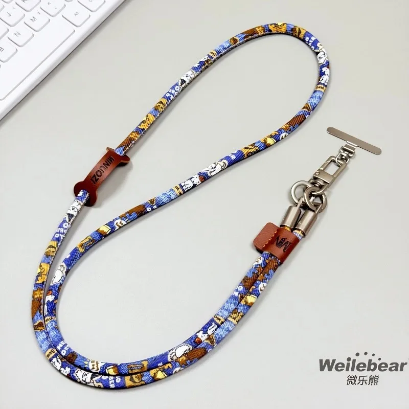 literary printing mobile phone lanyard, crossbody strap, strong round rope, outdoor travel anti-theft woven mobile phone chain