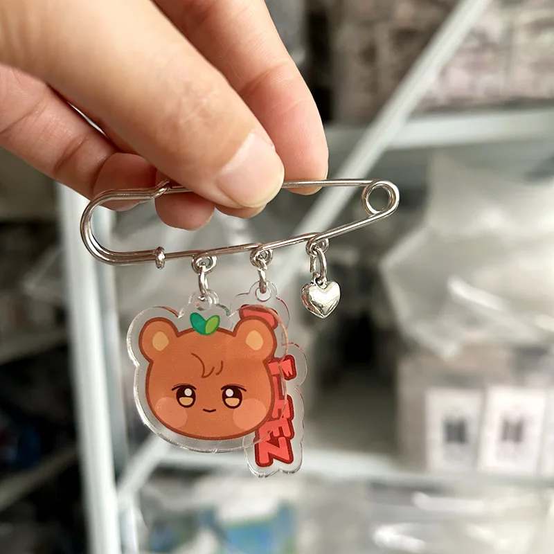 Kpop ATEEZ Brooch ANITEEZ Cartoon Cute Animal Acrylic Pendant Bag Clothes Accessories Pins Yunho Yeosang Fans Collection Gift