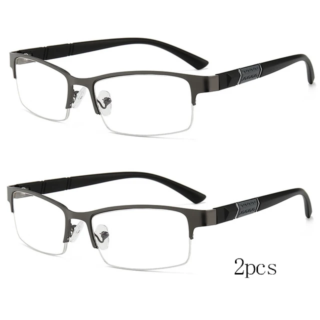 BEGREAT Hochwertige Anti-Blaulicht-Lesebrille Weitsichtbrille Flexibler Metall-Halbrahmen Geschäfts-Lesebrille