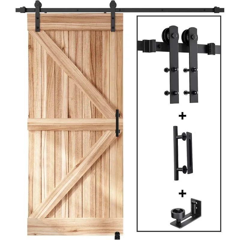 

6.6 FT Sliding Barn Door Track and Handle Hardware Kit, Straight Pulley,Slide Smoothly Quietly,Easy Install (6.6FT Trac