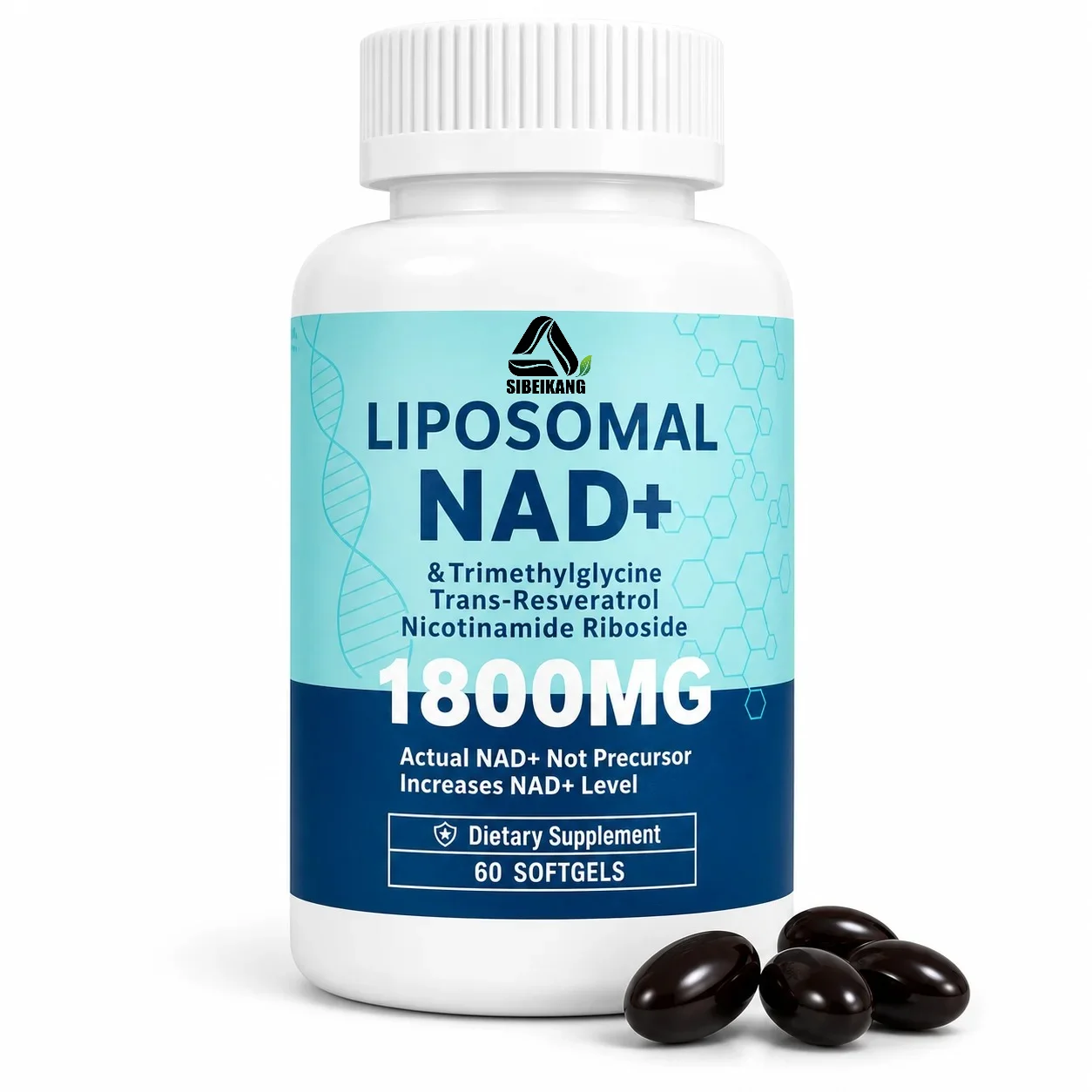 Liposomal NAD+ Supplement 1800 Mg with Nicotinamide Riboside, Trans Resveratrol, TMG, Cellular Vitality Support, 60 Softgels
