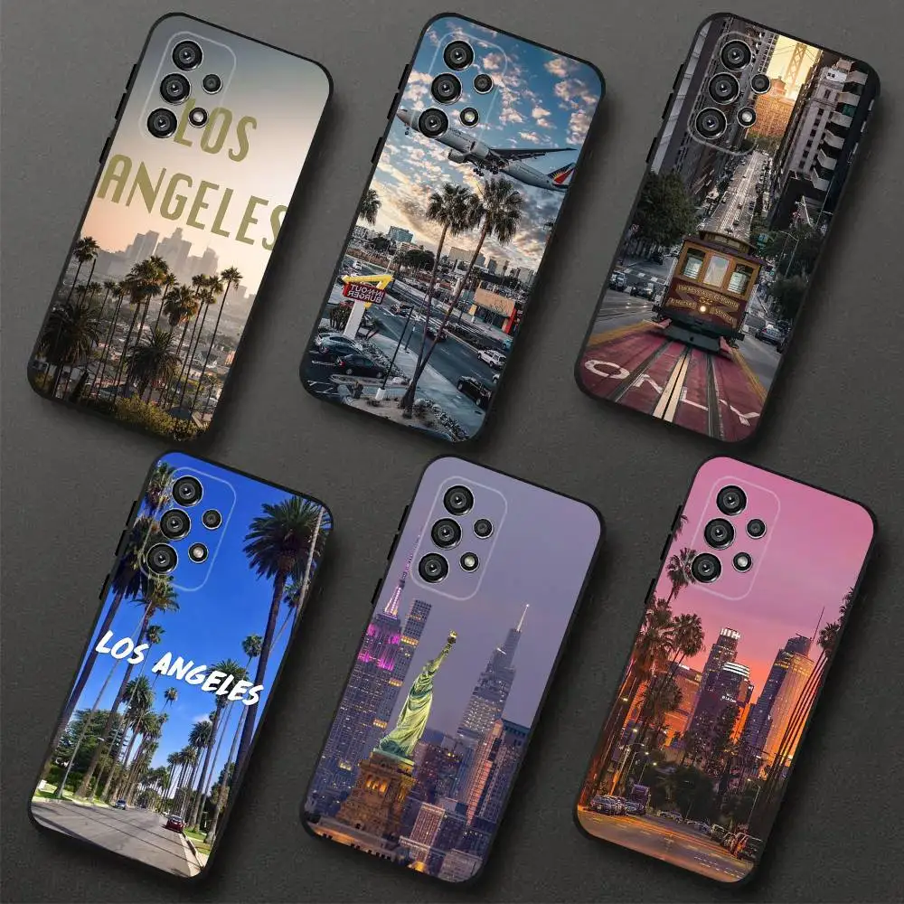 

Los Angeles California Phone Case For Samsung S 25,24,23,22,30,21,10,9,Ultra,Plus,Lite,FE,4,5G Black Soft Case