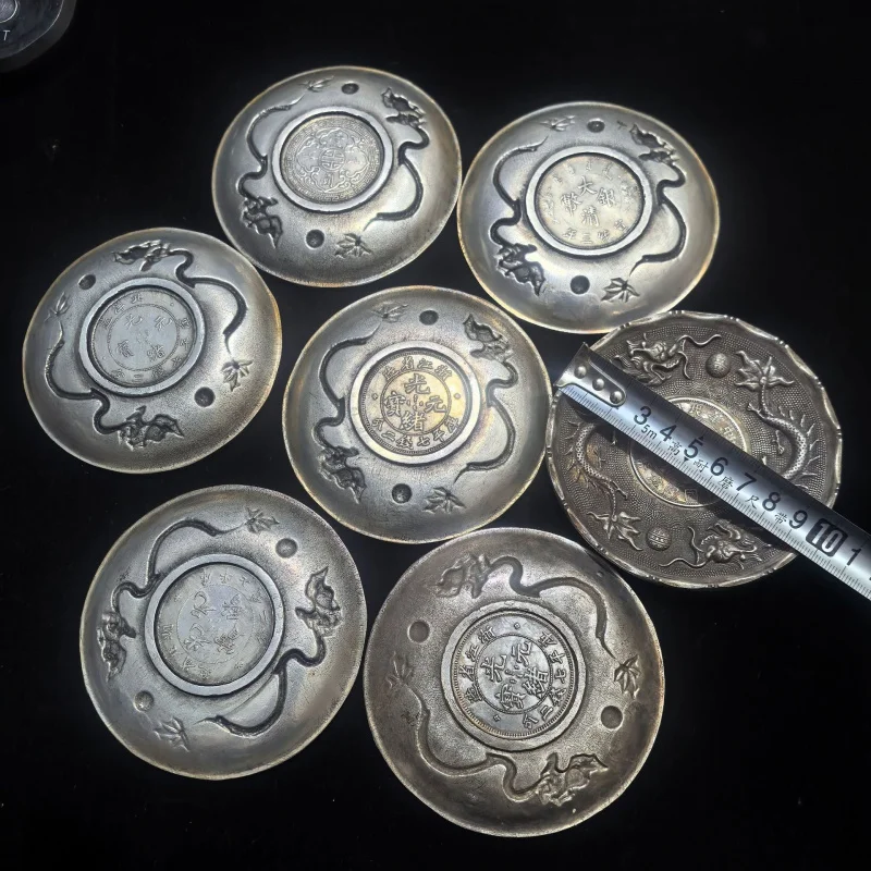 Crafts Double Plate Pure Copper Plated Randomly Sent Inlaid Dragon Western Dollar Ancient Silver Fi