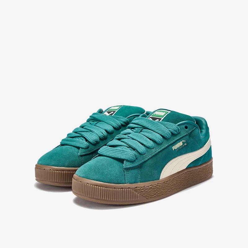 Puma genuine SuedeXL new men's and women's green and white soft casual board shoes 395205-82