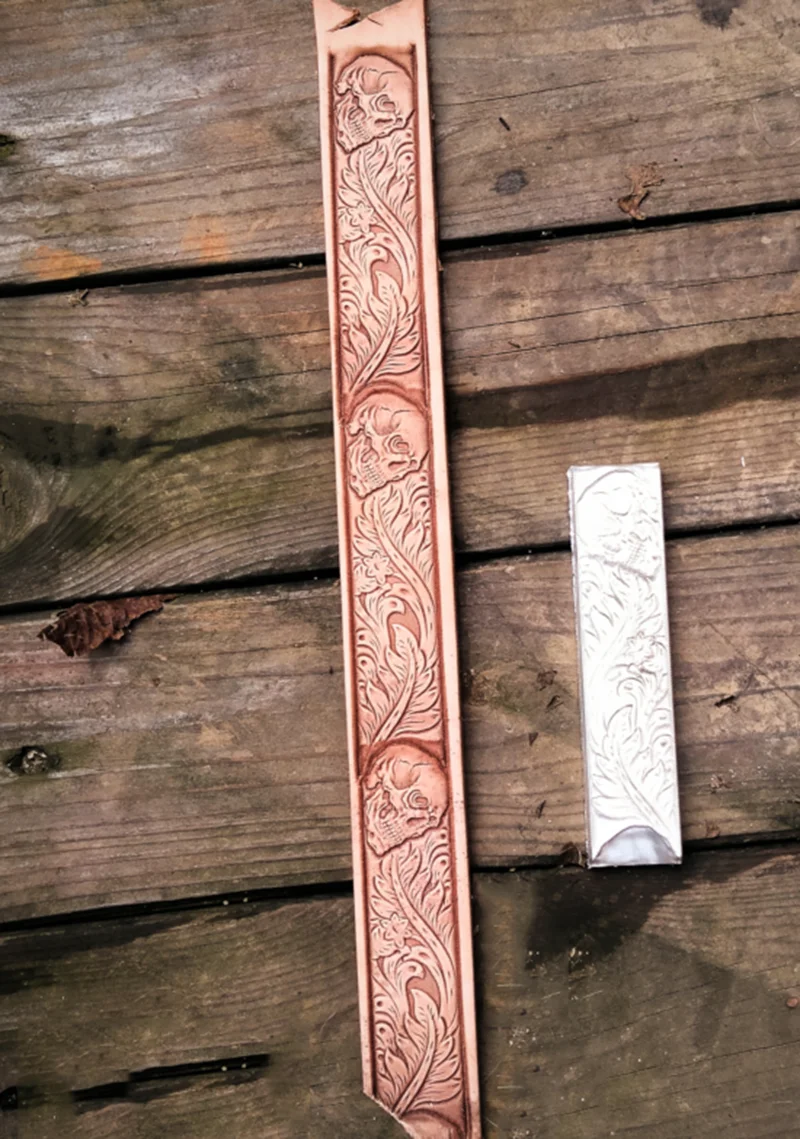 Used to make leather belts, printed stamp molds for leather product decoration | Oak leaf Tang grass pattern, 3D skull pattern
