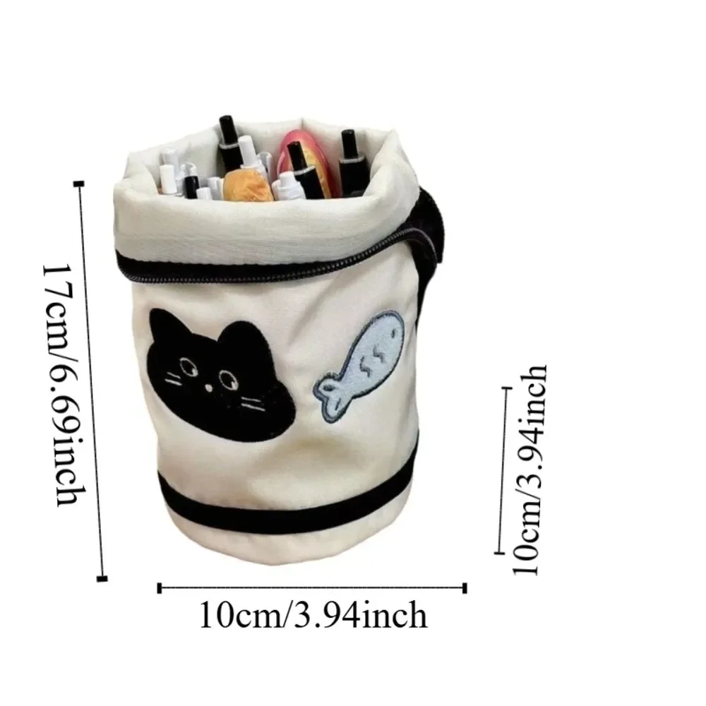 Desktop Storage Cartoon Cat Stationery Bag Korean Style Water Cup Shape Handheld Pen Container Fruit Aesthetic
